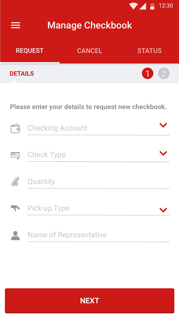 China Bank app - Manage Checkbook
