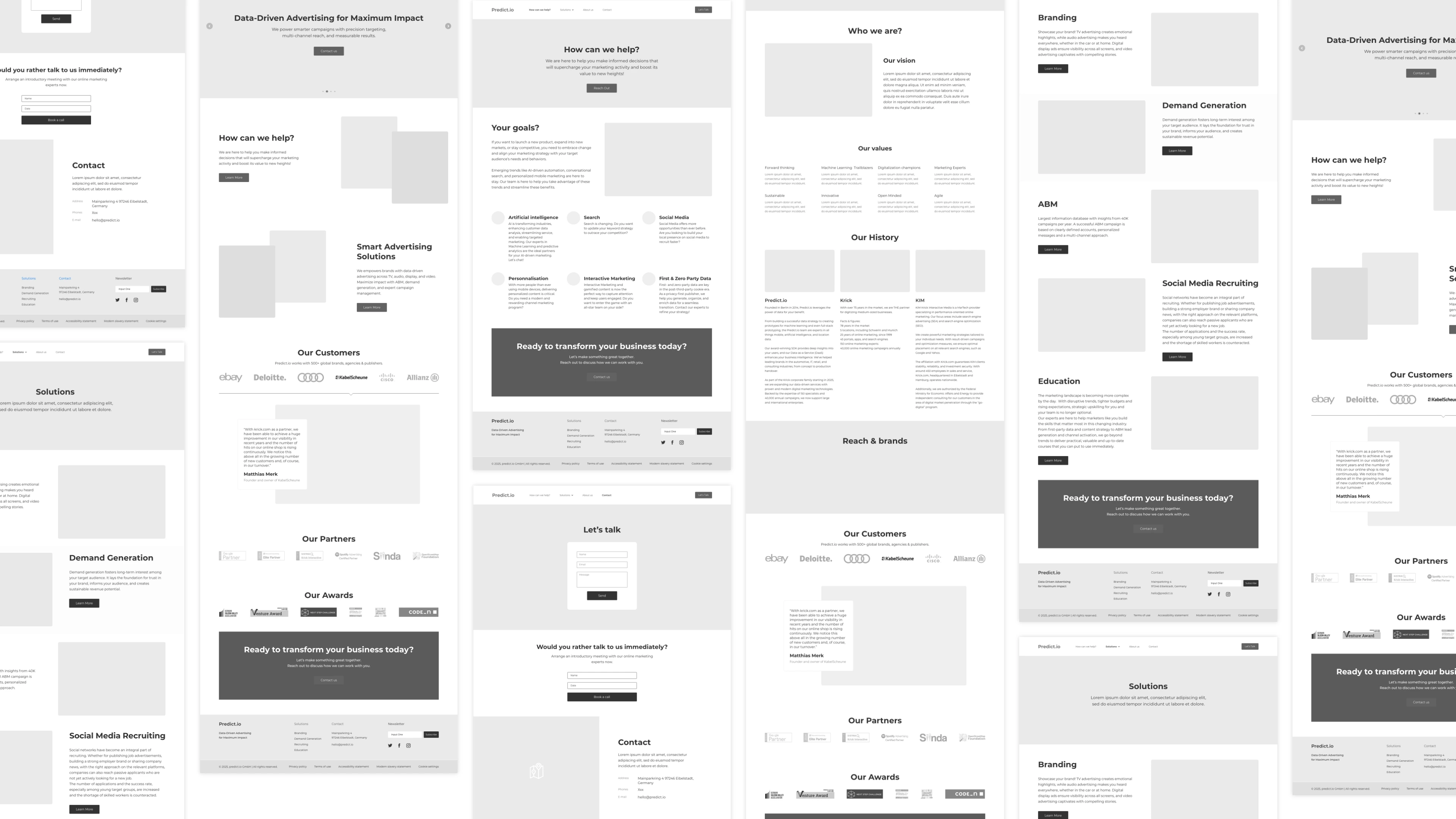 Predict.io - Website Wireframe