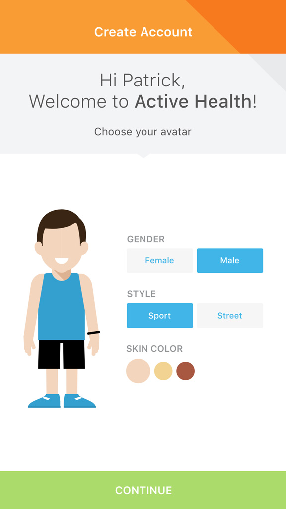 ActiveHealth app - Create Account